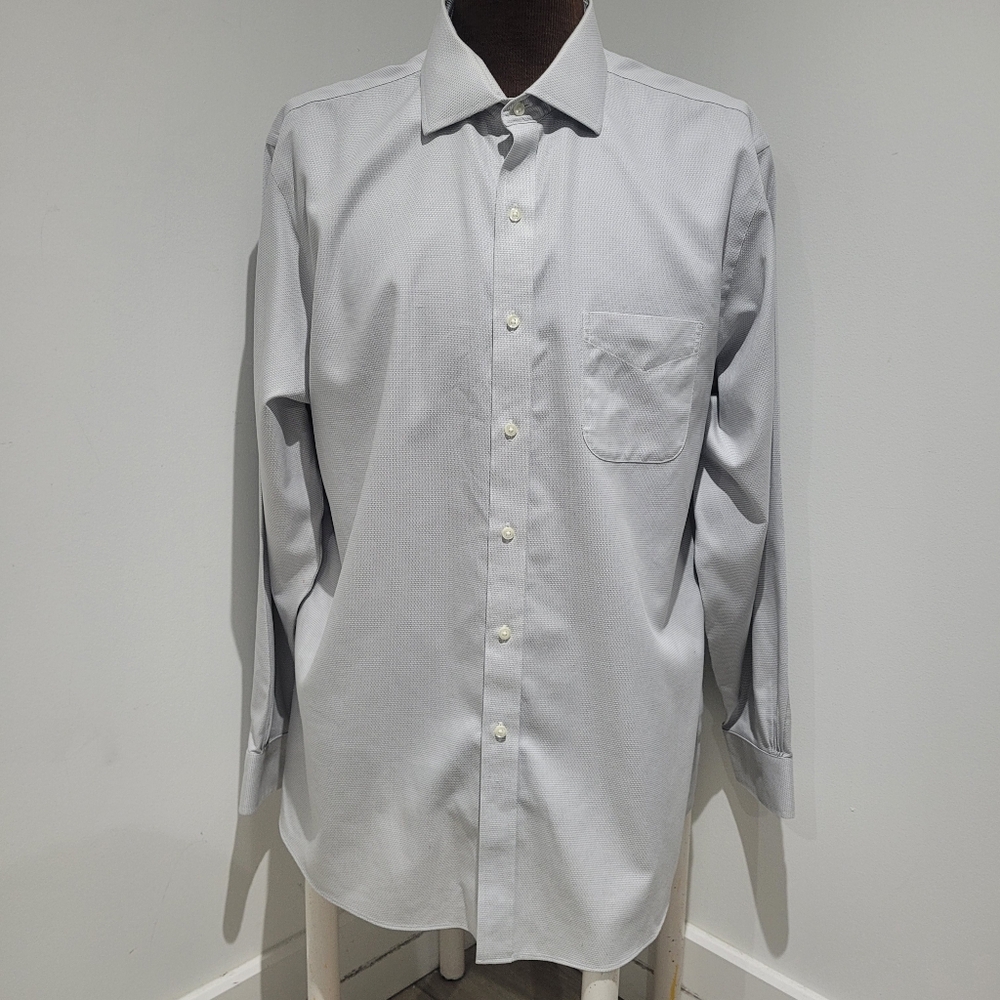 Brooks Brothers Men's Regent Fit Cotton Non-Iron Button Down Dress Shirt 17 Gray